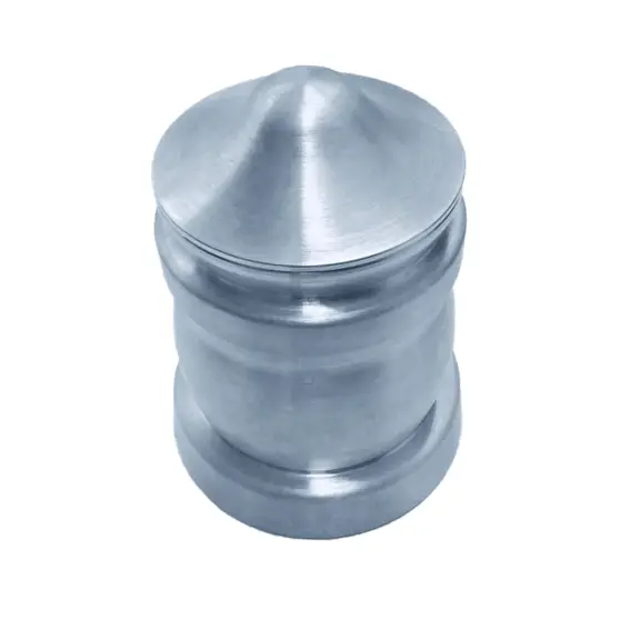 Aluminum custom designed urn with lid top view