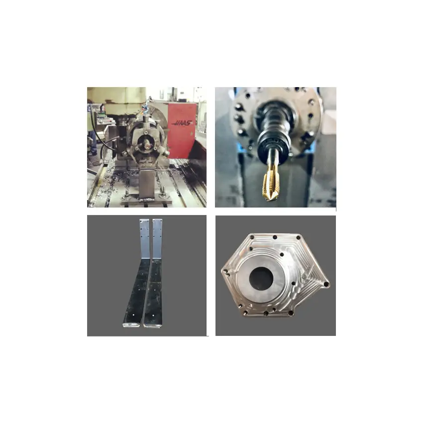 Quad group of images of machining equipment and projects